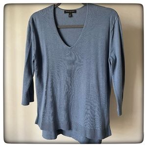 BANANA REPUBLIC V-Neck 3/4 Sleeve Knit Sweater Top in Antique Blue size S